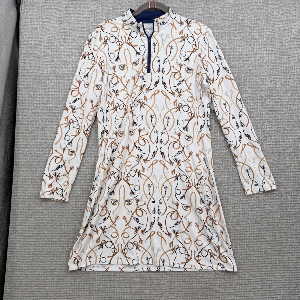 San Soleil Long Sleeve 1/4 Zip Equestrian Print Golf Pickleball Dress Women L
